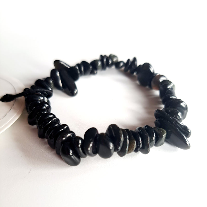 BLACK AGATE CRYSTAL CHIPSTONE BRACELET